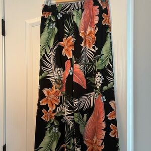 SHEIN Black Floral Wide Leg Pants